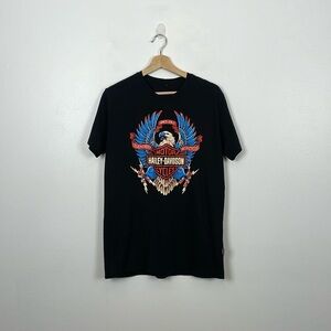 Harley Davidson Mens XL Pullover Motor Cycle Stretch Black Rodeo Casual T Shirt